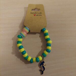 Handmade Pony Bead Bracelet With Mermaid Charm